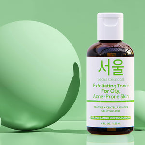 SeoulCeuticals Korean Toner for Oily Acne Prone Skin – Korean Skin Care Tea Tree Toner for Face – Facial Toner Centella Asiatica, Salicylic Acid. 4 FL OZ