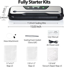 Load image into Gallery viewer, Automatic Food Vacuum Sealer Machine | Beelicious Pro 80KPa 8-In-1 Food Vacuum Saver with Starter Kits | 15 Bags, Pulse Function, Moist&amp;Dry Mode and External VAC for Jars and Containers