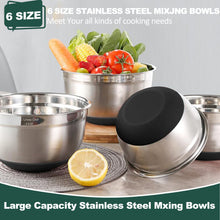 Load image into Gallery viewer, Umite Chef Mixing Bowls with Airtight Lids, 6 piece Stainless Steel Metal Nesting Storage Bowls, Non-Slip Bottoms Size 7, 3.5, 2.5, 2.0,1.5, 1QT, Great for Mixing &amp; Serving (Khaki)