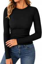 Load image into Gallery viewer, TNNZEET Womens Long Sleeve Ribbed Shirts for Casual Workout Fall Fashion