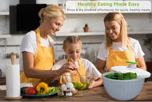Load image into Gallery viewer, Brieftons 6.2-Quart Large Salad Spinner: Vegetable Washer Dryer Drainer Strainer with Bowl &amp; Colander, Easy One-Handed Pump, Compact Storage, for Washing, Cleaning &amp; Drying Greens, Vegetables, Fruits