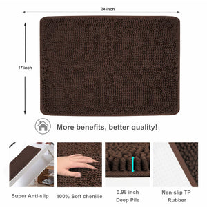 Secura Bathroom Rugs, 47 x 28 Inches, Extra Soft & Thick, Absorbent Water Bath Mat, Machine Washable Non-Slip Bath Mats for Bathroom, Shower, and Tub, Home Decor Accessories (Gray)