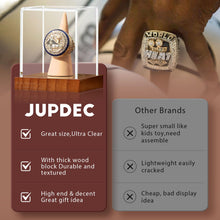 Load image into Gallery viewer, JupDec Baseball Display Case - Clear Cube Baseball Holder with Wooden Base, Autograph Stand Box for Single Ball, Acacia Wood, Brown, 1 Pack