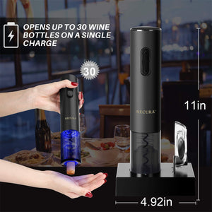 Secura Electric Wine Opener, Automatic Bottle Corkscrew Opener with Foil Cutter, Rechargeable (Champagne Gold)