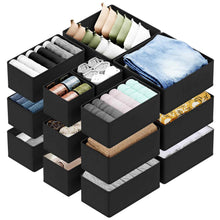 Load image into Gallery viewer, SpaceAid Drawer Organizer Clothes, 12 Pack Dresser Organizer Bins for Nursery, Closet Organization and Storage Dividers for Clothing, Baby Clothes, Underwears, Socks (Black)