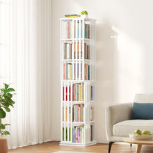 Load image into Gallery viewer, SpaceAid 6 Tier Rotating Bookshelf Tower, Bamboo Spinning Book Shelf, Revolving 360 Bookcase Storage Swivel Round Carousel, Vertical Rotate Turning Spiral Corner Organizer (6-Tier Walnut)
