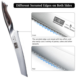 Bread Knife 10 inch, Japanese High Carbon Stainless Steel Serrated Bread Knives, Professional Bread Cutting Knife for Homemade Bread