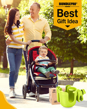 Load image into Gallery viewer, Universal Stroller Cup Holder with Mobile Phone Case, 2-in-1 Strollers Storage Rack, 360 Degrees Rotation Drink Holder for Bike, Pushchair, Wheelchair, Walker,Bicycle, Fits Most Cups