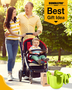 Universal Stroller Cup Holder with Mobile Phone Case, 2-in-1 Strollers Storage Rack, 360 Degrees Rotation Drink Holder for Bike, Pushchair, Wheelchair, Walker,Bicycle, Fits Most Cups