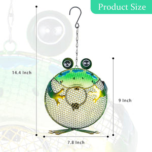 WONDER GARDEN Hanging Bird Feeders for Outdoors - Frog Metal Hanging Bird Feeder, Squirrel Proof Birdfeeders for Garden,Yard, Patio Decor