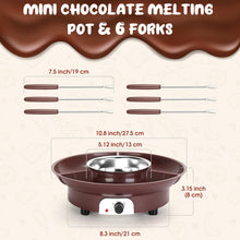Load image into Gallery viewer, MINI Melting Fondue Set, 10oz Electric Chocolate Melting Pot with 6PCS Forks, Cute Chocolate Fondue Fountain, Warmer Machine for Milk Chocolate, Cheese, Butter, Candy (Coffee)