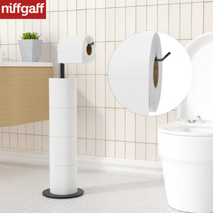 Toilet Paper Holder Stand and Dispenser for 4 Spare Rolls, Stainless Steel Free-Standing Toilet Tissue Paper Roll Storage Shelf