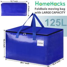 Load image into Gallery viewer, HomeHacks Moving Bags, 8-Pack Heavy Duty with Strong Zippers and Handles Collapsible Moving Supplies, Storage Totes for Packing &amp; Moving Storing 93L-8 Pack (Blue)