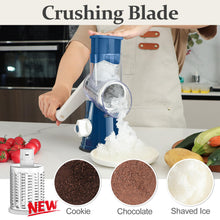 Load image into Gallery viewer, Rotary Cheese Grater Hand Crank Cheese Shredder for Fresh Cheese, Vegetable, Nuts,Non-slip Suction Base, Free Cleaning Brush Three Blades, Black