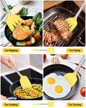 Load image into Gallery viewer, Pack of 2 Silicone Solid Turner, Non Stick Slotted Kitchen Spatulas, High Heat Resistant BPA Free Cooking Utensils, Ideal Cookware for Fish, Eggs, Pancakes(Black)