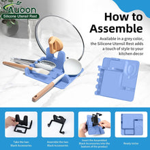 Load image into Gallery viewer, AUOON Clip On Pot Strainer and Pasta strainer and Silicone Utensil Rest,Pot lid holder with Drip Pad for Multiple Utensils,Dishwasher Safe,Heat ResistanSpoon,Rest for Stove Top,Kitchen Utensil Holder