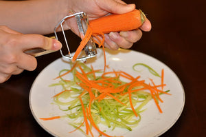 Brieftons Julienne Peeler/Cutter/Slicer: Serrated Stainless Steel Fruit/Vegetable Peeler & Julienne Slicer