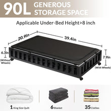 Load image into Gallery viewer, 2 Pack Bamboo Under Bed Storage with Wheels, 39”x20”x7.8” Lager Under Bed Storage Containers (Brown)