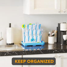 Load image into Gallery viewer, SpaceAid Baby Bottle Drying Rack with 20 Hooks, Space Saving Kitchen Bottles Rack Dryer, Vertical Baby Bottle Holder Organizer for Countertop Storage Accessories (White and Gray)