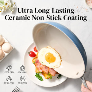 Redchef Ceramic Non Stick Egg Pans, Nonstick Frying Pan Skillet, 8 inch Cooking Pan Non Toxic with Stay Cool Handle for Induction, PTFE & PFAS & PFOA Free, Dishwasher/Oven Safe (Green)