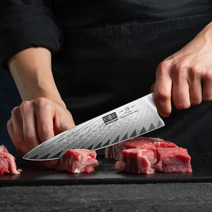 Damascus Santoku Knife, 7 Inch Professiona Kitchen Knife, Damascus Super Steel Ultra-Sharp Santoku Chef Knife with Ergonomic G10 Handle