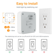 Load image into Gallery viewer, Multi Plug Outlet Extender, TESSAN Surge Protector Splitter with 3 USB (1 USB C Port) Wall Charger, Multiple Expander for Travel, Home, College Dorm Room