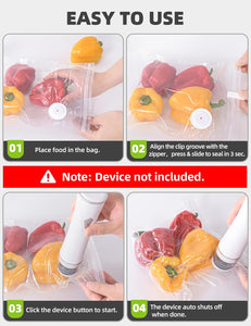Vacuum Sealer Bags, Reusable Vacuum Zipper Bag, BPA Free Heavy Duty Vacuum Storage Bag for Food, Medium Size 15 Bags