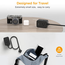 Load image into Gallery viewer, Small Flat Plug Power Strip, TESSAN Ultra Thin Extension Cord with 3 USB Wall Charger (1 USB C), 3 Outlets Mini Charging Station, 5 ft Slim Plug for Cruise Travel Office School Dorm Room Essentials