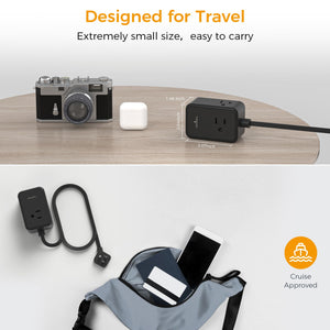Small Flat Plug Power Strip, TESSAN Ultra Thin Extension Cord with 3 USB Wall Charger (1 USB C), 3 Outlets Mini Charging Station, 5 ft Slim Plug for Cruise Travel Office School Dorm Room Essentials