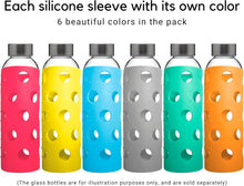 Load image into Gallery viewer, Brieftons Silicone Sleeves: 6-Pack Insulated Anti-Slip Protection Covers, Ultra Thick &amp; Durable, Better Than Neoprene &amp; Rubber, Also Perfect for Aquasana, Pratico Kitchen, Epica &amp; Other Glass Bottles