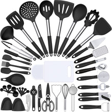 Load image into Gallery viewer, Silicone Cooking Utensil Set, Umite Chef 43 PCS Heat Resistant Kitchen Utensil Gadgets Set-Stainless Steel Handle- Kitchen Spatula Tools for Nonstick Cookware, Pots and Pans Accessories (Khaki)