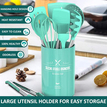 Load image into Gallery viewer, Silicone Cooking Utensil Set, Umite Chef 15pcs Silicone Cooking Kitchen Utensils Set, Non-stick - Best Kitchen Cookware with Stainless Steel Handle - Black
