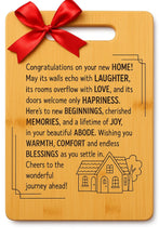 Load image into Gallery viewer, Housewarming Gifts for New Home - Bamboo Cutting Board with Engraved Message - New Home Essentials for Homeowners, Couples, Friends, or Family - Decorative Kitchen Gift Board, 12&quot; x 8&quot;