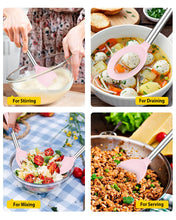 Load image into Gallery viewer, Pack of 2 Large Silicone Cooking Spoons,Non Stick Solid Basting Spoon,Heat-Resistant Kitchen Utensils for Mixing,Serving,Draining,Stirring (BLACK)