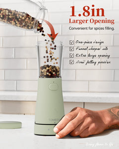 Electric Salt and Pepper Grinder, Stainless Steel Rechargeable Salt and Pepper Grinder Set with 4.5 oz Large Capacity, 1.8" Wide Mouth, Adjustable Coarseness, Ideal for Kitchen