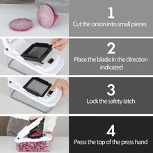 Load image into Gallery viewer, Vegetable Chopper With Container, Multifunctional Food Chopper Onion &amp; Vegetable Cutter Dicer With 8 Blades, Carrot &amp; Veggie Slicer 2 Blades