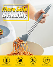 Load image into Gallery viewer, Pack of 2 Silicone Pasta Fork, Kitchen Heat Resistant Noodle Spoon Server, BPA Free Spaghetti Strainer, Best Cooking Tools (GRAY-BLUE)