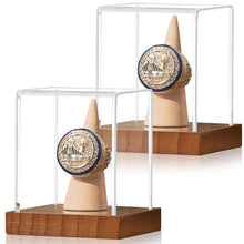 Load image into Gallery viewer, JupDec Baseball Display Case - Clear Cube Baseball Holder with Wooden Base, Autograph Stand Box for Single Ball, Acacia Wood, Brown, 1 Pack