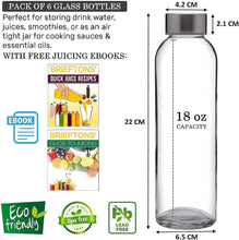 Load image into Gallery viewer, Brieftons Pack of 6 Glass Water Bottles &amp; 6 Silicone Sleeves