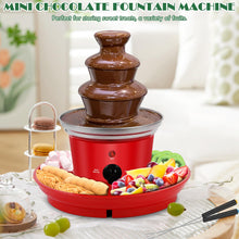 Load image into Gallery viewer, 16oz Chocolate Fondue Fountain, 3-Tier MINI Chocolate Fountain with 6PCS Fondue Fork and Removal Fruits/Nuts/Treats Serving Tray for BBQ Sauce,Ranch,Nacho Cheese,Liqueurs