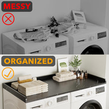 Load image into Gallery viewer, SpaceAid Washer Dryer Countertop, Laundry Wood Shelf Topper with Edge, 54&quot; Width x 27.5&quot; Depth Cover Guard Organizer for Washer and Dryer Laundry Hamper Counter Storage Organization (Black)