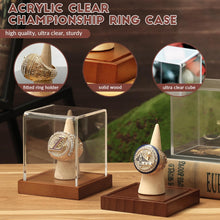 Load image into Gallery viewer, JupDec Baseball Display Case - Clear Cube Baseball Holder with Wooden Base, Autograph Stand Box for Single Ball, Acacia Wood, Brown, 1 Pack