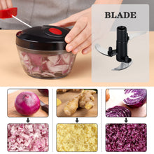 Load image into Gallery viewer, Manual Food Chopper Vegetable Cutter, Hand String Vegetable Chopper Onions Cutter for Vegetable Fruits Nuts BPA Free Food Safe Material, 550ml Gray