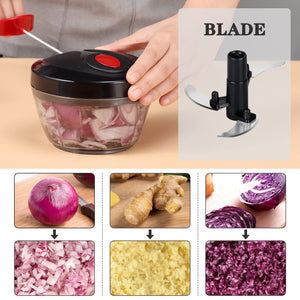 Manual Food Chopper Vegetable Cutter, Hand String Vegetable Chopper Onions Cutter for Vegetable Fruits Nuts BPA Free Food Safe Material, 550ml Gray