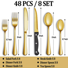 Load image into Gallery viewer, 24 Pcs Silverware Set with Steak Knives Service for 4,Stainless Steel Flatware Set,Mirror Polished Cutlery Utensil Set,Home Kitchen Eating Tableware Set,Include Fork Knife Spoon Set,Dishwasher Safe