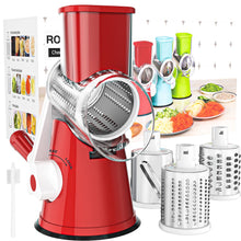 Load image into Gallery viewer, Rotary Cheese Grater Hand Crank Cheese Shredder for Fresh Cheese, Vegetable, Nuts,Non-slip Suction Base, Free Cleaning Brush Three Blades, Black