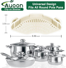 Load image into Gallery viewer, AUOON Clip On Pot Strainer and Pasta strainer and Silicone Utensil Rest,Pot lid holder with Drip Pad for Multiple Utensils,Dishwasher Safe,Heat ResistanSpoon,Rest for Stove Top,Kitchen Utensil Holder