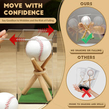 Load image into Gallery viewer, JupDec Baseball Display Case with Wood Stand, Clear Acrylic Stable &amp; Secure Game Ball Holder Showcase, UV Protection Souvenirs and Collectibles Box with Turf, Ideal Gift for Autograph Single MLB Ball