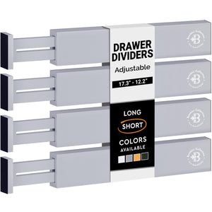 4 Pack Drawer Dividers Bamboo 2.6" High, 16-22" Adjustable Drawer Organizers for Clothes, Expandable Dresser Separators in Bedroom/Bathroom/Kitchen/Office Organization and Storage (Natural)