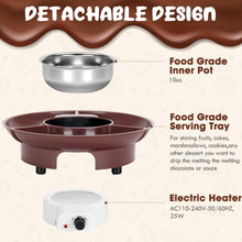Load image into Gallery viewer, MINI Melting Fondue Set, 10oz Electric Chocolate Melting Pot with 6PCS Forks, Cute Chocolate Fondue Fountain, Warmer Machine for Milk Chocolate, Cheese, Butter, Candy (Coffee)